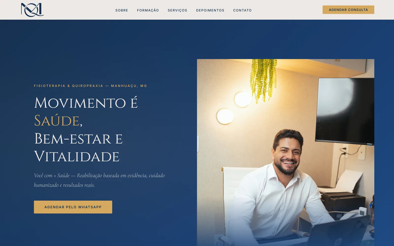 Página inicial do site da Clínica Marcos Quintino